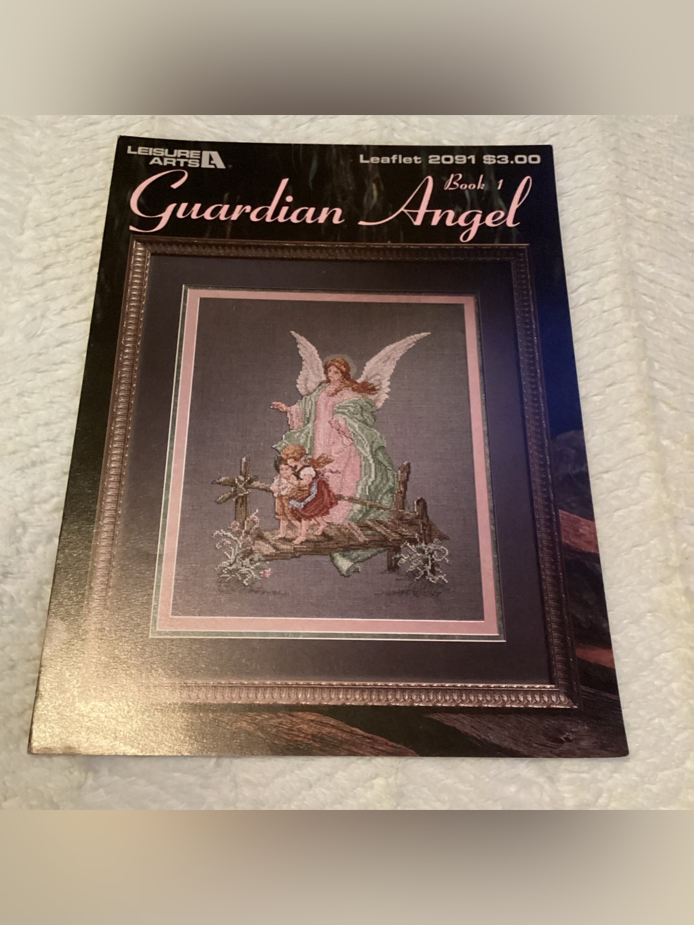 Vintage Leisure Arts Leaflet 2091 Guardian Angle Adorable Cross Stitch Pattern